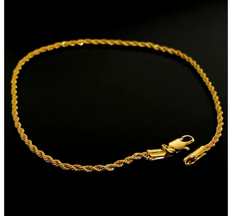 Pulseira Baiana 2mm Fecho Lagosta 2,4g Banhada A Ouro 18k
