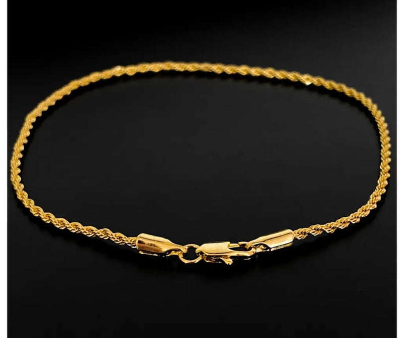 Pulseira Baiana 2mm Fecho Lagosta 2,4g Banhada A Ouro 18k