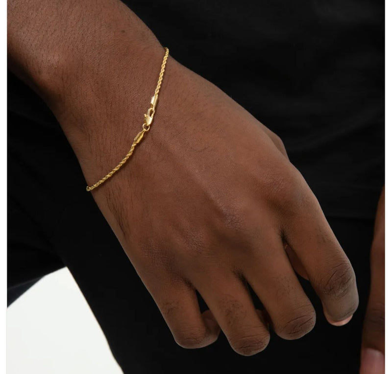 Pulseira Baiana 2mm Fecho Lagosta 2,4g Banhada A Ouro 18k
