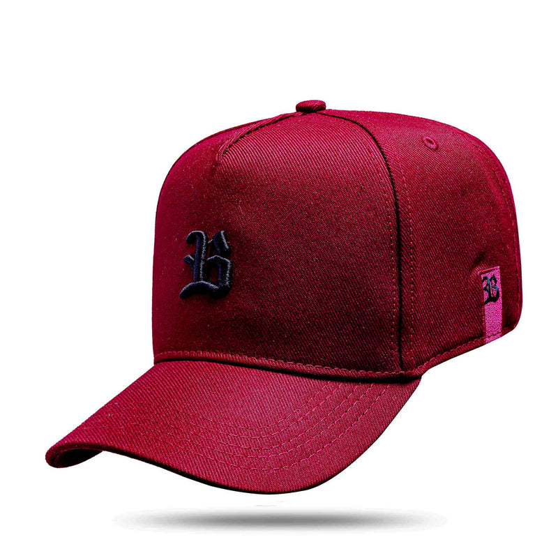 Boné Snapback Basic Vinho Logo Preto